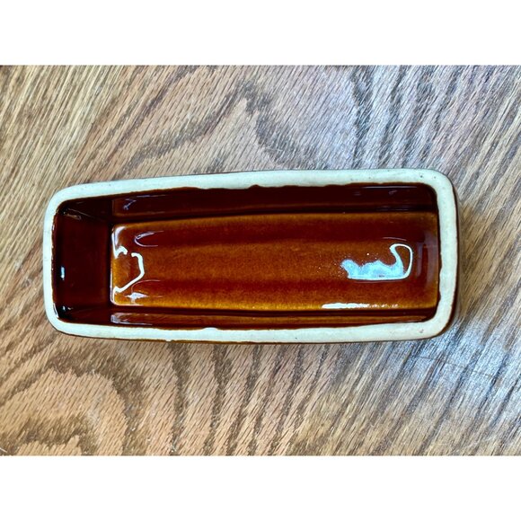Vintage Hull Pottery Butter Dish: Brown Drip Glaze, 1960s Farmhouse Decor - Picture 10 of 10